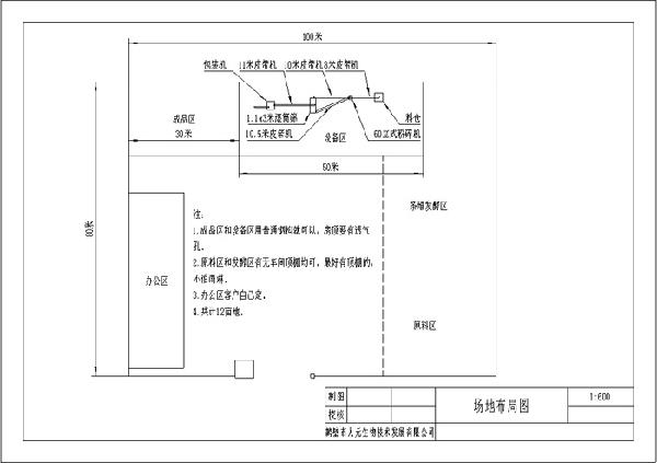 中型|年产2万吨有机肥生产线设备配置与工艺流程平面图
