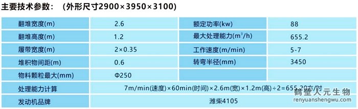 2600履带式翻堆机技术参数